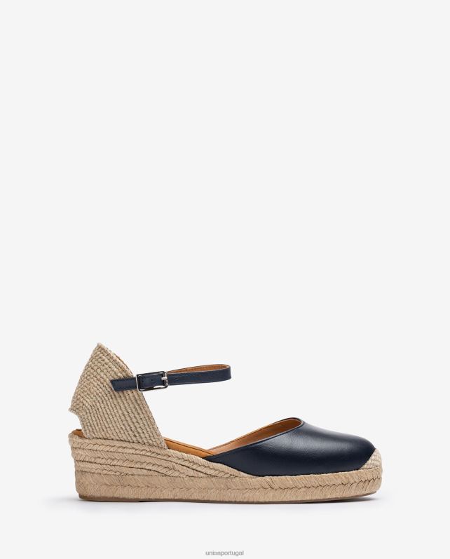 Unisa Espadrille salto vamp confeccionada em couro mulheres 6V2Z6797 azul