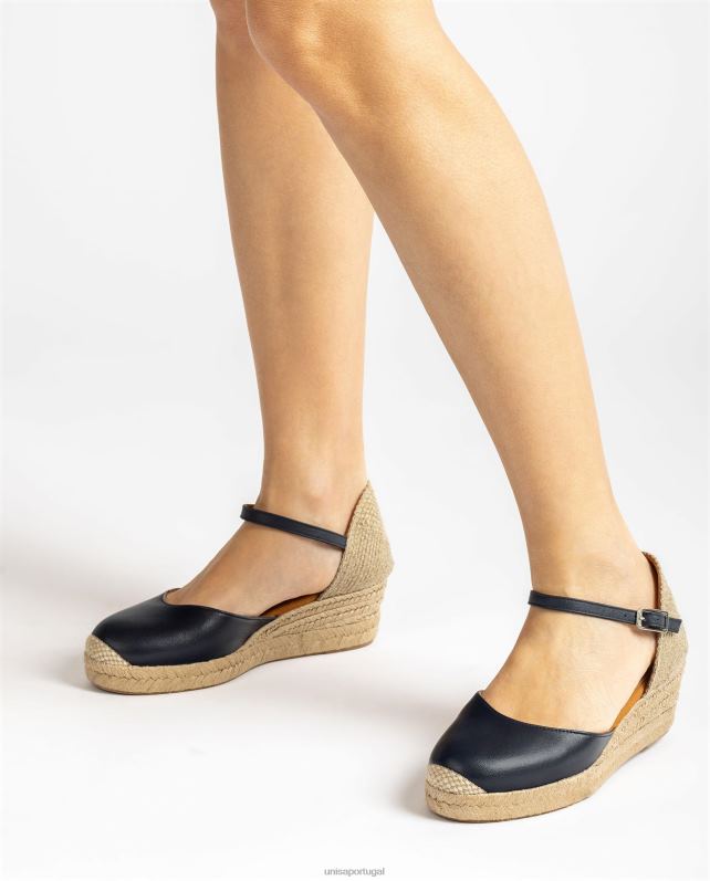 Unisa Espadrille salto vamp confeccionada em couro mulheres 6V2Z6797 azul