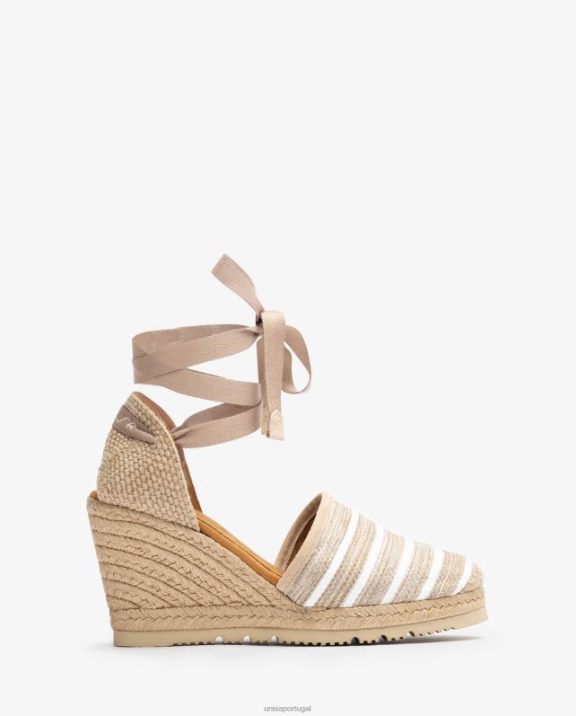 Unisa alpargata salto alto confeccionada em tecido jarapa mulheres 6V2Z6719 marrom