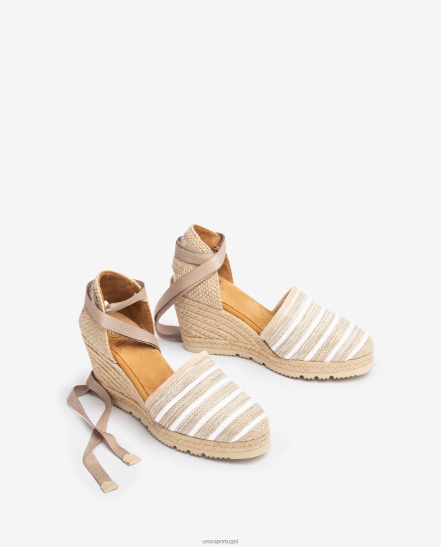 Unisa alpargata salto alto confeccionada em tecido jarapa mulheres 6V2Z6719 marrom