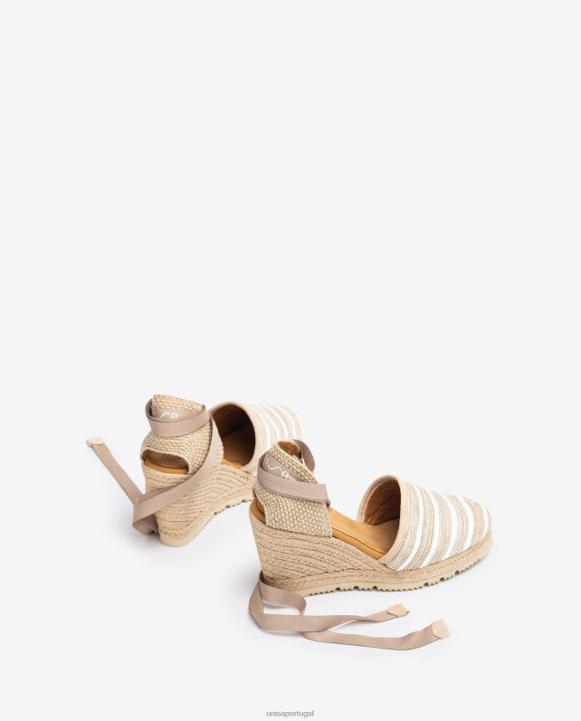 Unisa alpargata salto alto confeccionada em tecido jarapa mulheres 6V2Z6719 marrom