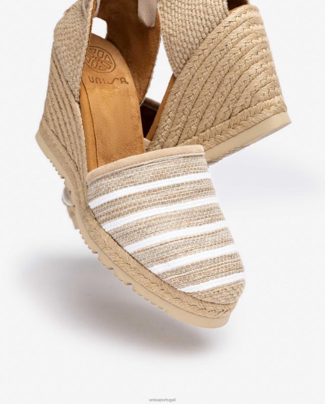 Unisa alpargata salto alto confeccionada em tecido jarapa mulheres 6V2Z6719 marrom