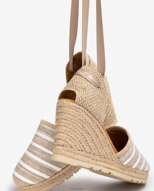 Unisa alpargata salto alto confeccionada em tecido jarapa mulheres 6V2Z6719 marrom