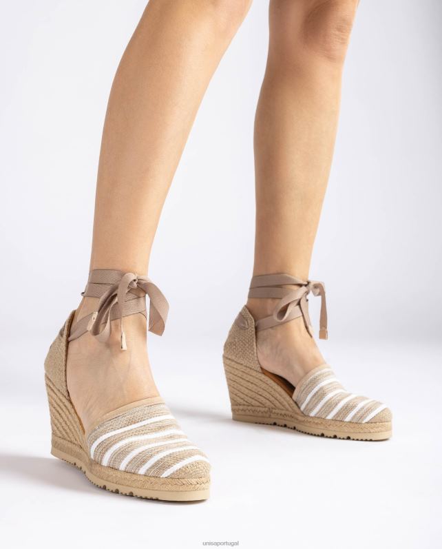 Unisa alpargata salto alto confeccionada em tecido jarapa mulheres 6V2Z6719 marrom