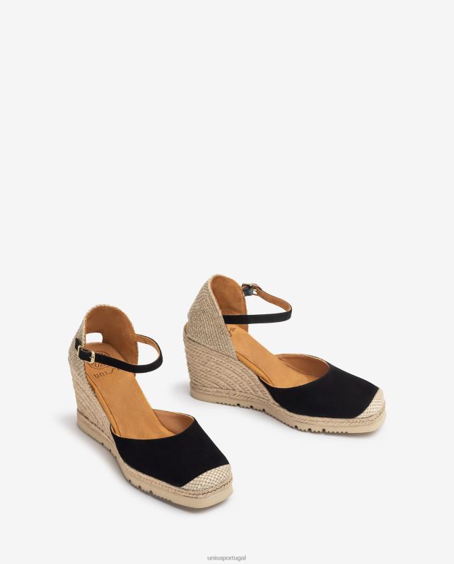 Unisa alpercata camurça com sola de borracha mulheres 6V2Z6789 preto