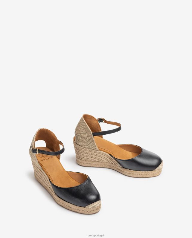 Unisa alpercata com salto em couro mulheres 6V2Z6478 preto