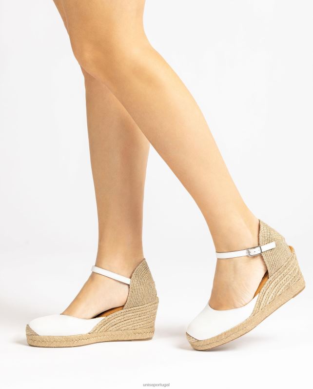 Unisa alpercata com salto em couro mulheres 6V2Z6479 branco