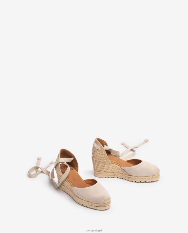 Unisa d'orsay alpercata com tira no tornozelo e amarração mulheres 6V2Z6705 bege