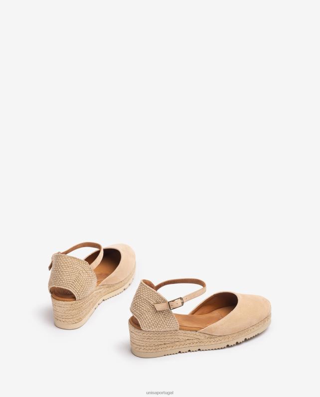 Unisa d'orsay alpercata com tira no tornozelo em camurça mulheres 6V2Z6759 bege