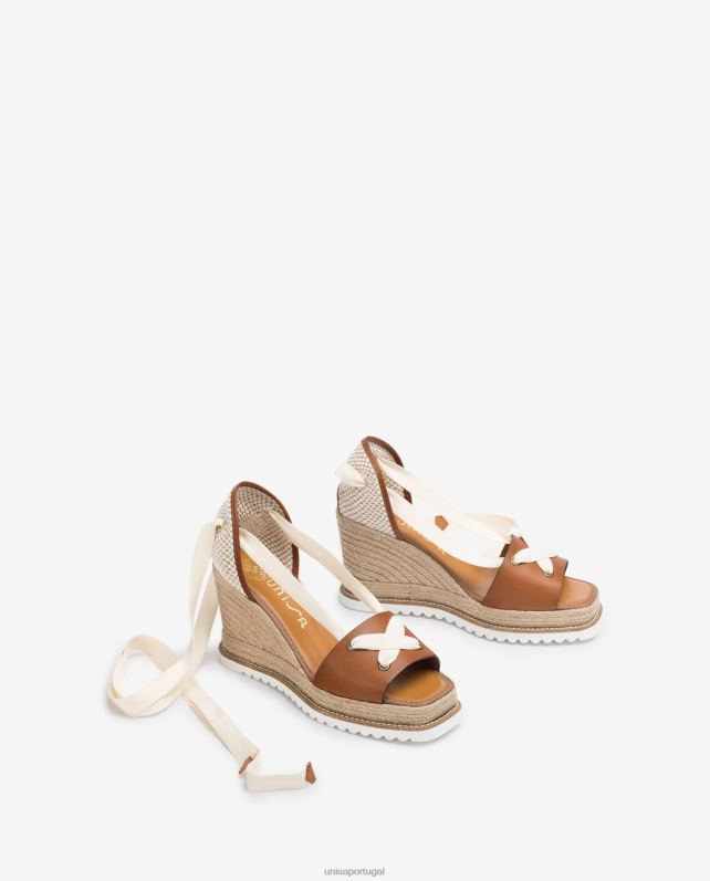 Unisa espadrille amarrada no tornozelo mulheres 6V2Z6692 marrom