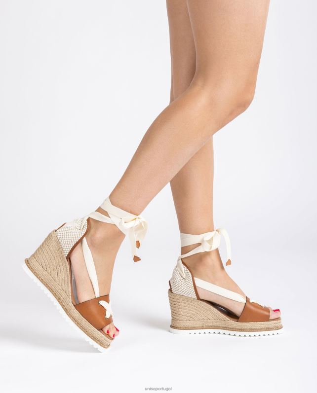 Unisa espadrille amarrada no tornozelo mulheres 6V2Z6692 marrom