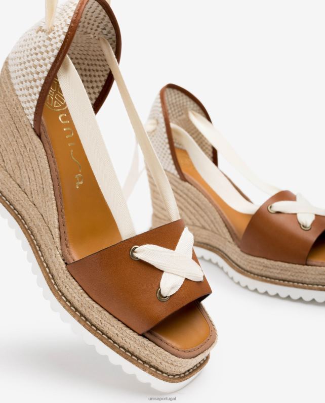 Unisa espadrille amarrada no tornozelo mulheres 6V2Z6692 marrom