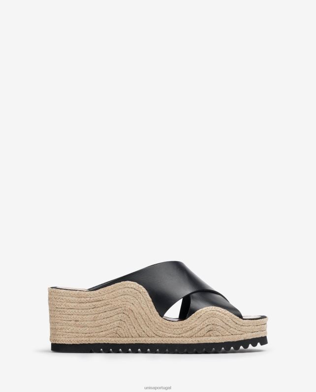 Unisa espadrille com alças cruzadas largas mulheres 6V2Z6696 preto