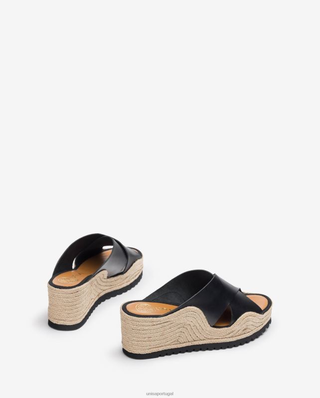 Unisa espadrille com alças cruzadas largas mulheres 6V2Z6696 preto