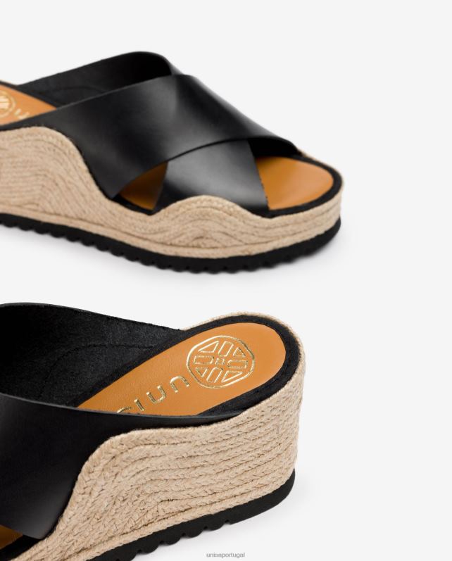 Unisa espadrille com alças cruzadas largas mulheres 6V2Z6696 preto