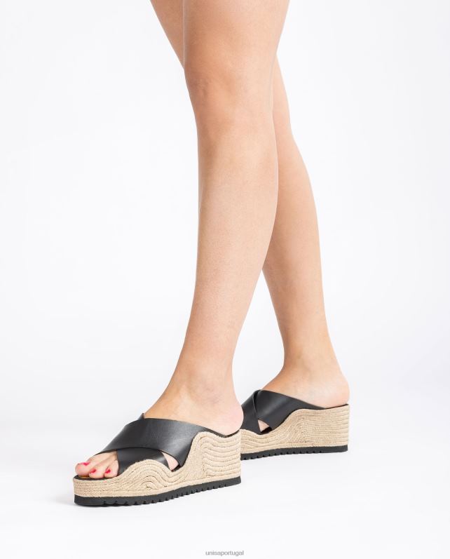 Unisa espadrille com alças cruzadas largas mulheres 6V2Z6696 preto