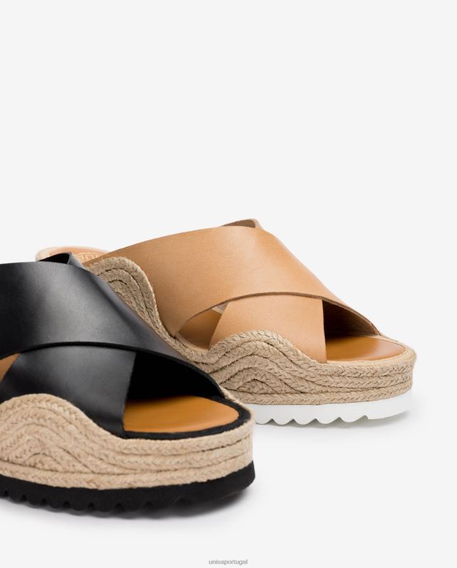 Unisa espadrille com alças cruzadas largas mulheres 6V2Z6696 preto