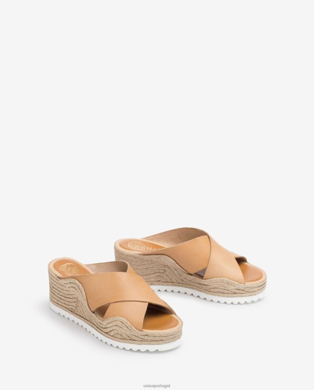 Unisa espadrille com alças cruzadas largas mulheres 6V2Z6697 bege