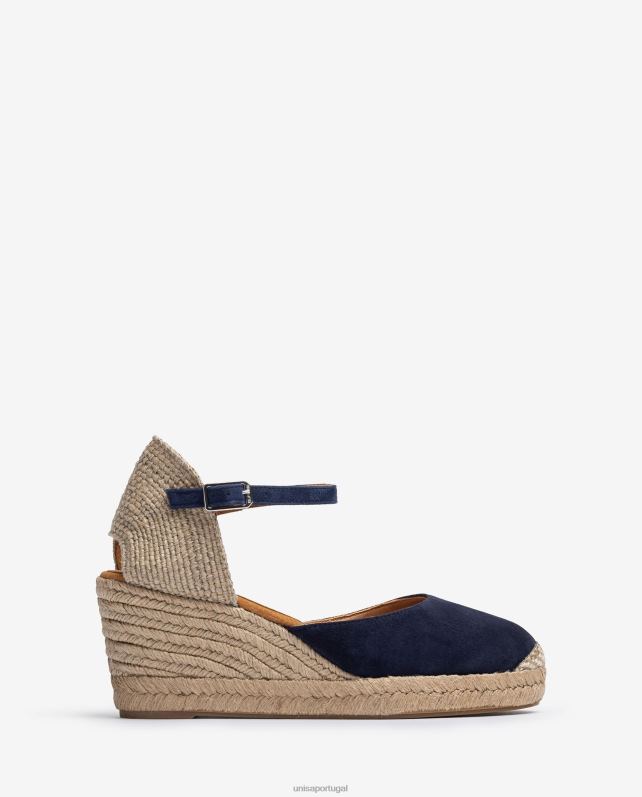 Unisa espadrille com salto em camurça mulheres 6V2Z6475 azul