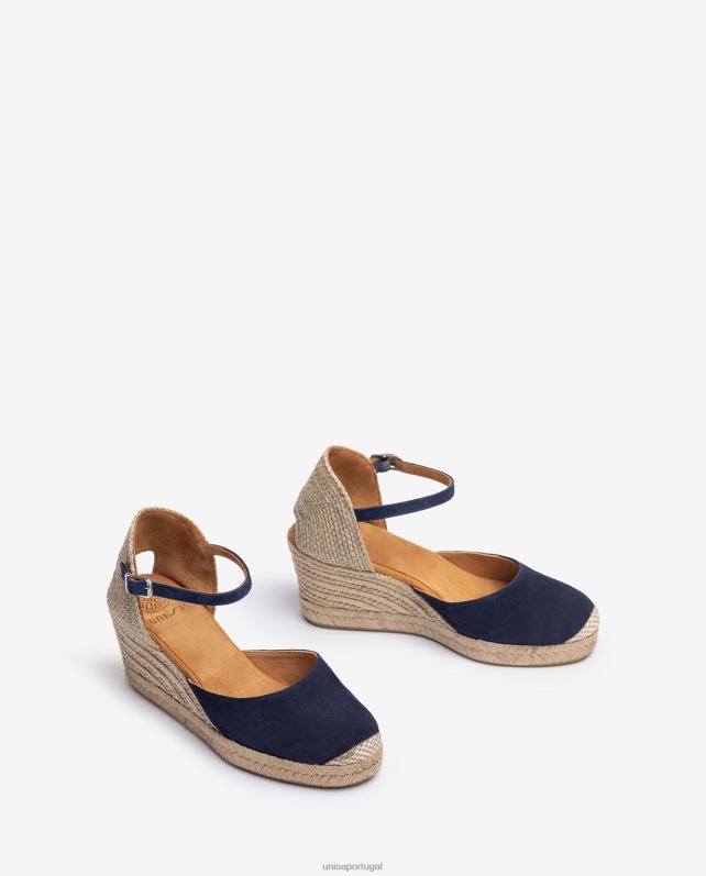 Unisa espadrille com salto em camurça mulheres 6V2Z6475 azul
