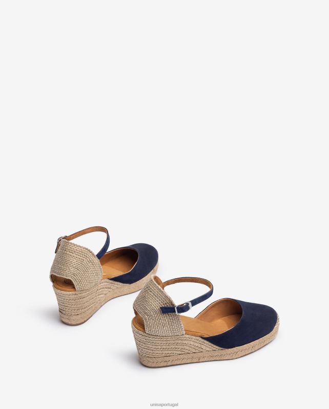 Unisa espadrille com salto em camurça mulheres 6V2Z6475 azul