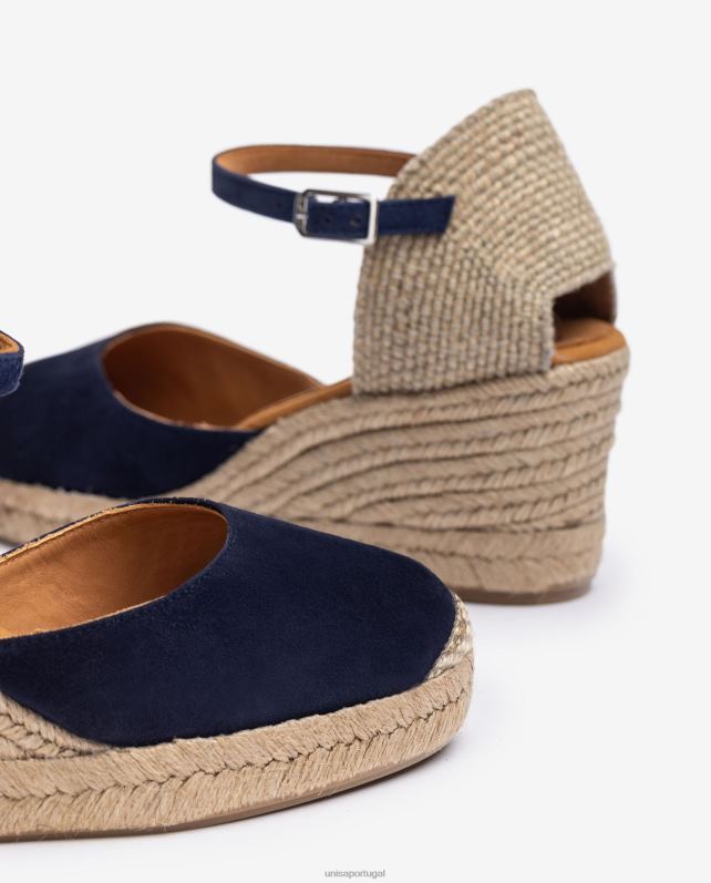 Unisa espadrille com salto em camurça mulheres 6V2Z6475 azul