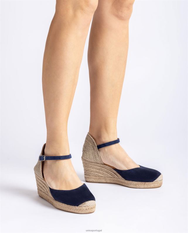 Unisa espadrille com salto em camurça mulheres 6V2Z6475 azul