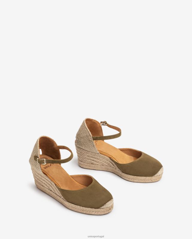 Unisa espadrille com salto em camurça mulheres 6V2Z6476 verde