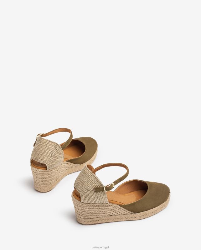 Unisa espadrille com salto em camurça mulheres 6V2Z6476 verde