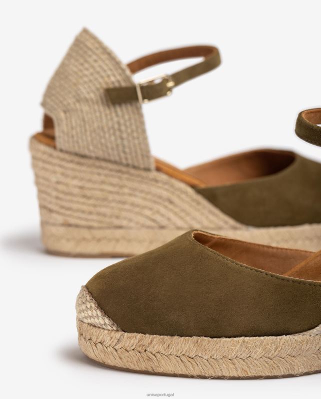 Unisa espadrille com salto em camurça mulheres 6V2Z6476 verde