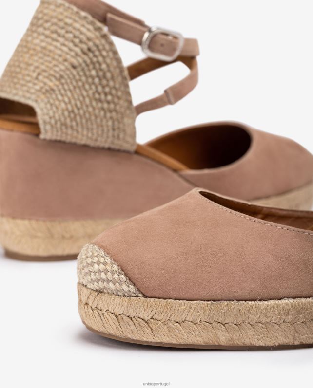 Unisa espadrille com salto em camurça mulheres 6V2Z6787 rosa