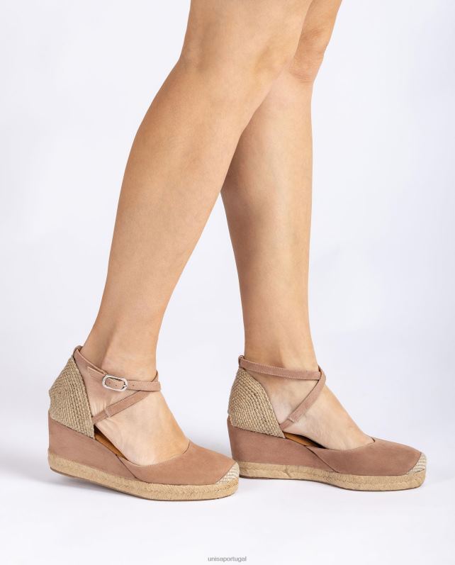 Unisa espadrille com salto em camurça mulheres 6V2Z6787 rosa