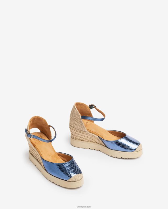 Unisa espadrille com tira no tornozelo efeito metalizado d'orsay mulheres 6V2Z6715 azul