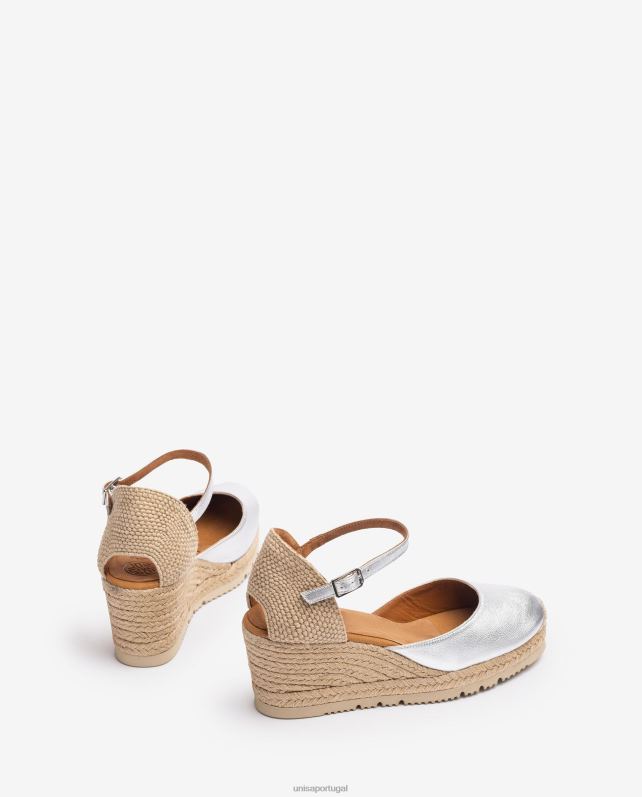 Unisa espadrille com tira no tornozelo efeito metalizado d'orsay mulheres 6V2Z6733 prata