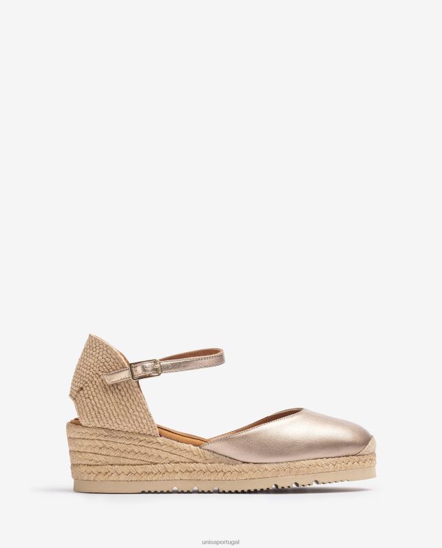 Unisa espadrille com tira no tornozelo efeito metalizado d'orsay mulheres 6V2Z6761 bronze
