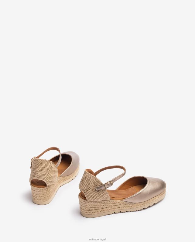 Unisa espadrille com tira no tornozelo efeito metalizado d'orsay mulheres 6V2Z6761 bronze