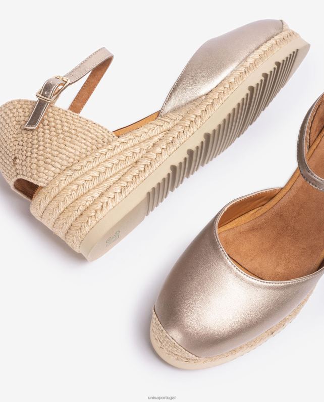 Unisa espadrille com tira no tornozelo efeito metalizado d'orsay mulheres 6V2Z6761 bronze