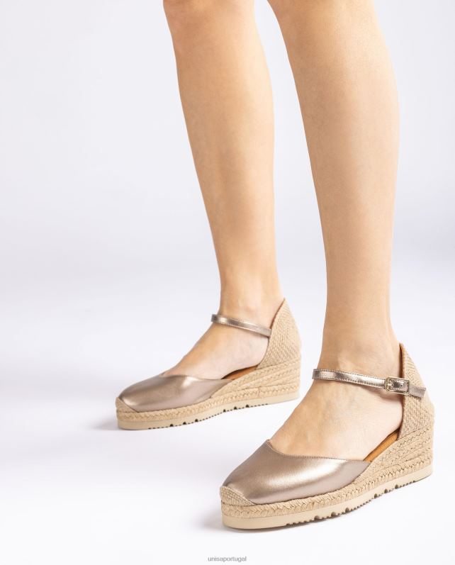 Unisa espadrille com tira no tornozelo efeito metalizado d'orsay mulheres 6V2Z6761 bronze