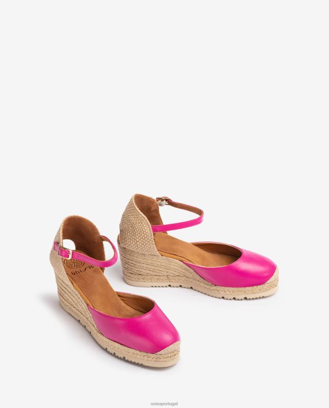 Unisa espadrille d'orsay de couro com tira no tornozelo mulheres 6V2Z6736 rosa