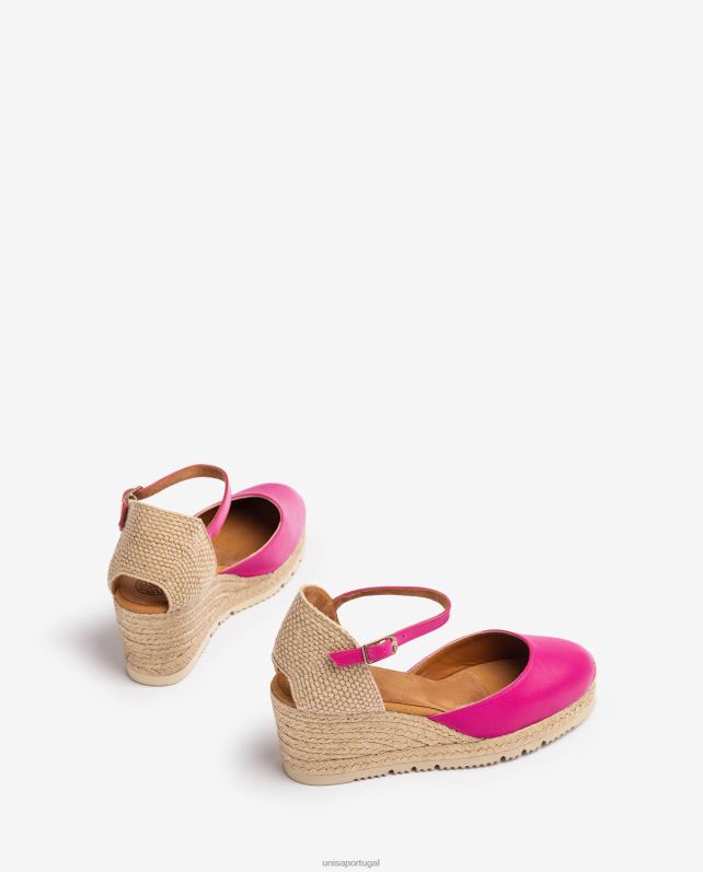 Unisa espadrille d'orsay de couro com tira no tornozelo mulheres 6V2Z6736 rosa