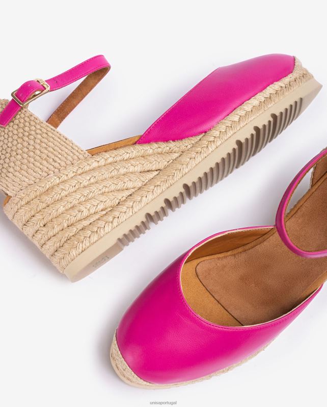 Unisa espadrille d'orsay de couro com tira no tornozelo mulheres 6V2Z6736 rosa