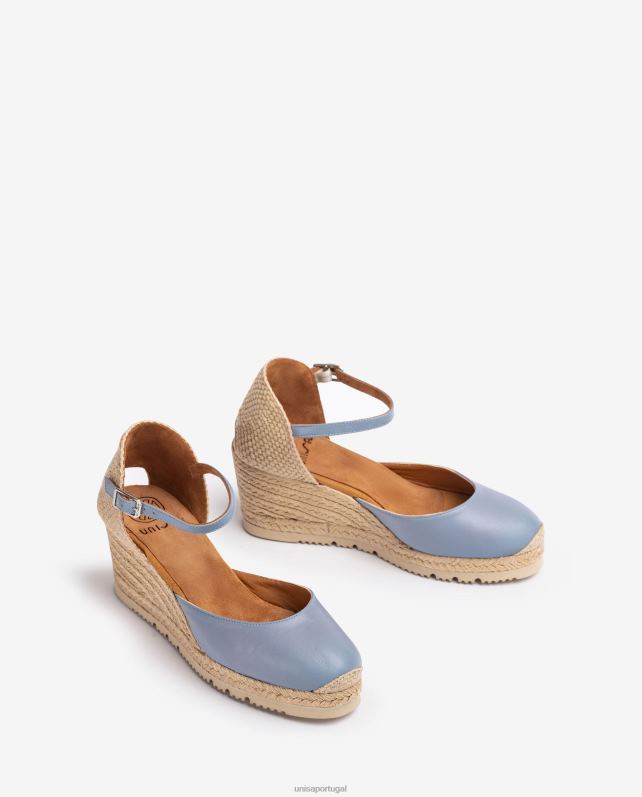 Unisa espadrille d'orsay de couro com tira no tornozelo mulheres 6V2Z6737 azul