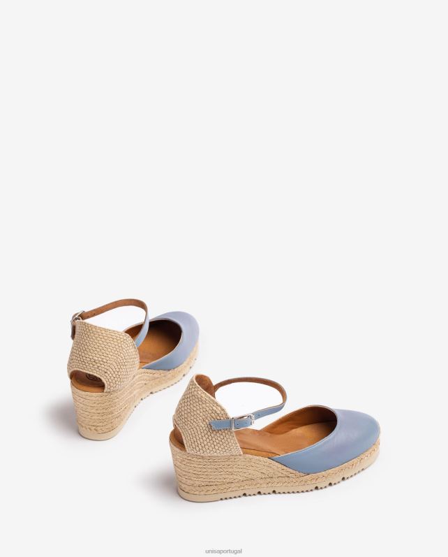 Unisa espadrille d'orsay de couro com tira no tornozelo mulheres 6V2Z6737 azul