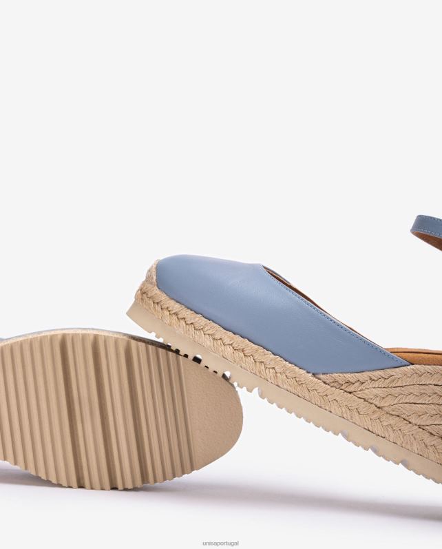 Unisa espadrille d'orsay de couro com tira no tornozelo mulheres 6V2Z6737 azul