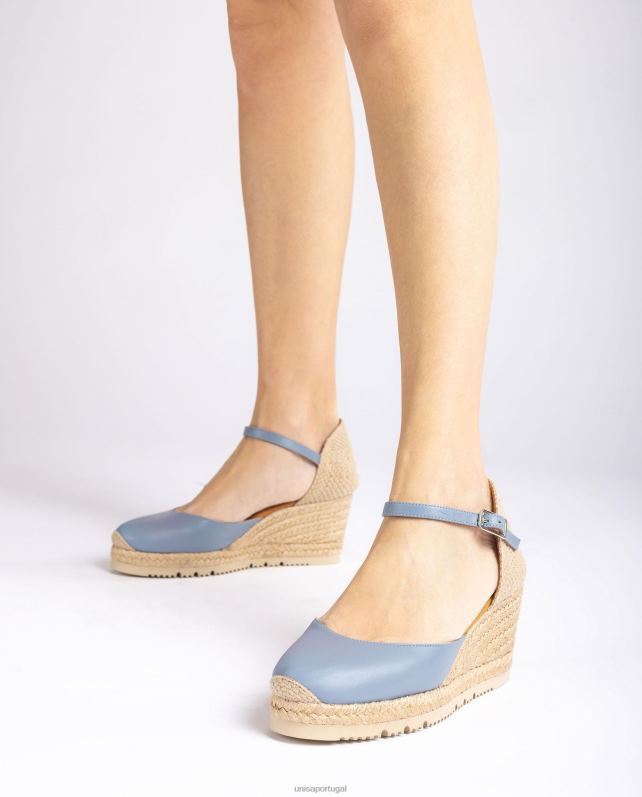 Unisa espadrille d'orsay de couro com tira no tornozelo mulheres 6V2Z6737 azul
