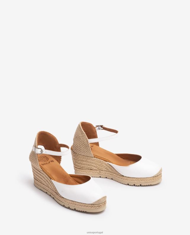 Unisa espadrille d'orsay de couro com tira no tornozelo mulheres 6V2Z6738 branco