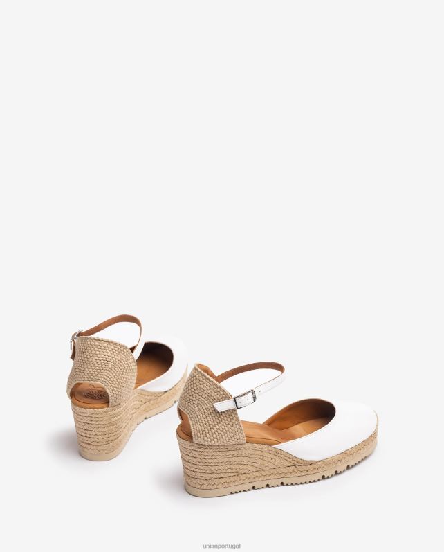 Unisa espadrille d'orsay de couro com tira no tornozelo mulheres 6V2Z6738 branco