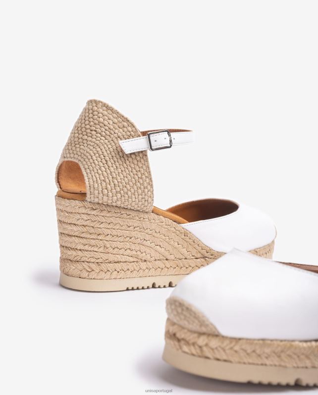 Unisa espadrille d'orsay de couro com tira no tornozelo mulheres 6V2Z6738 branco