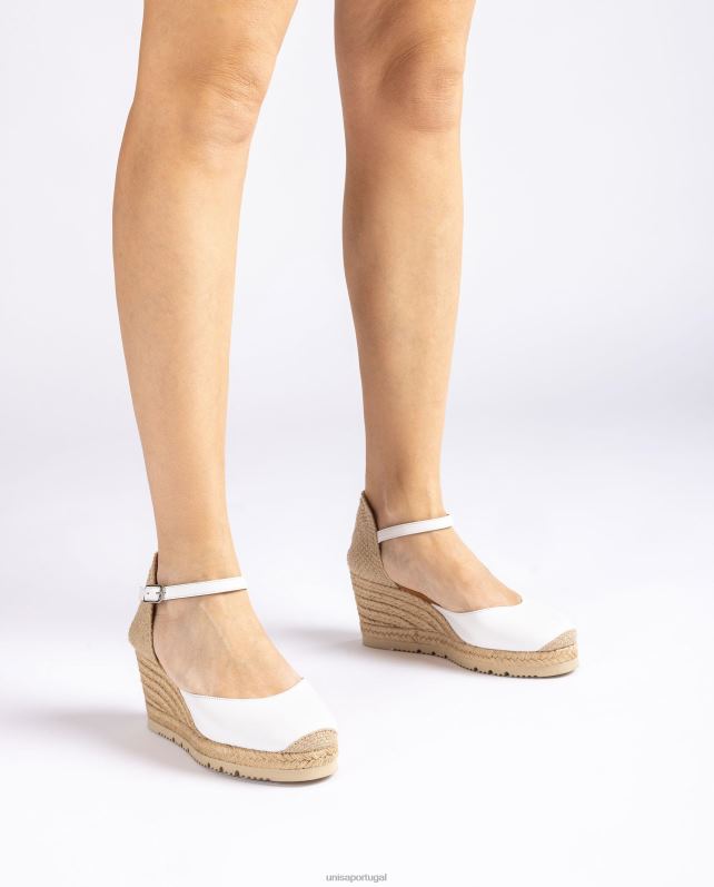 Unisa espadrille d'orsay de couro com tira no tornozelo mulheres 6V2Z6738 branco
