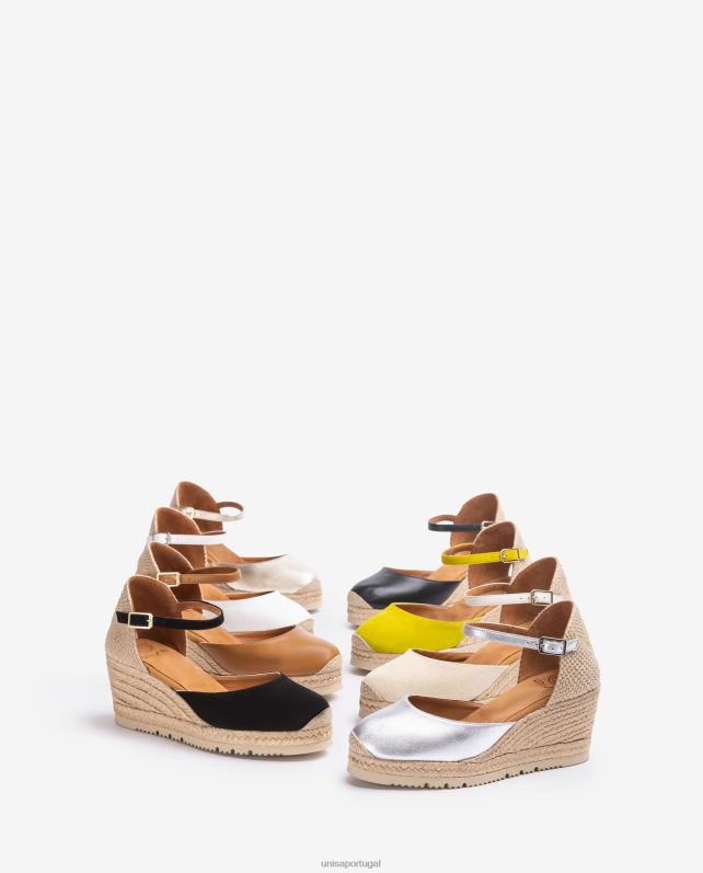 Unisa espadrille d'orsay de couro com tira no tornozelo mulheres 6V2Z6738 branco